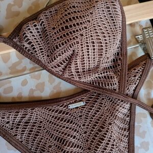 Brown Crochet Bikini Set
